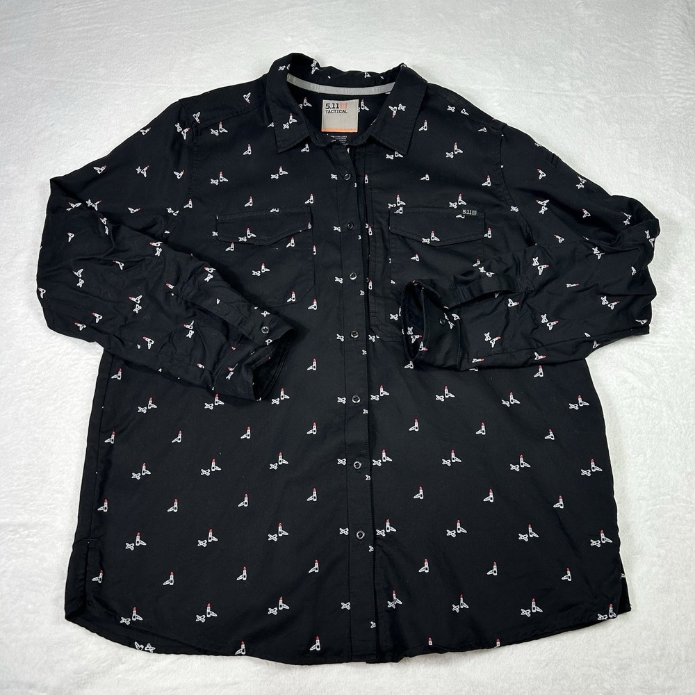 5.11 Tactical Shirt Women XL Lipstick Bullets All Over‎ Print Roll Tab Sleeve